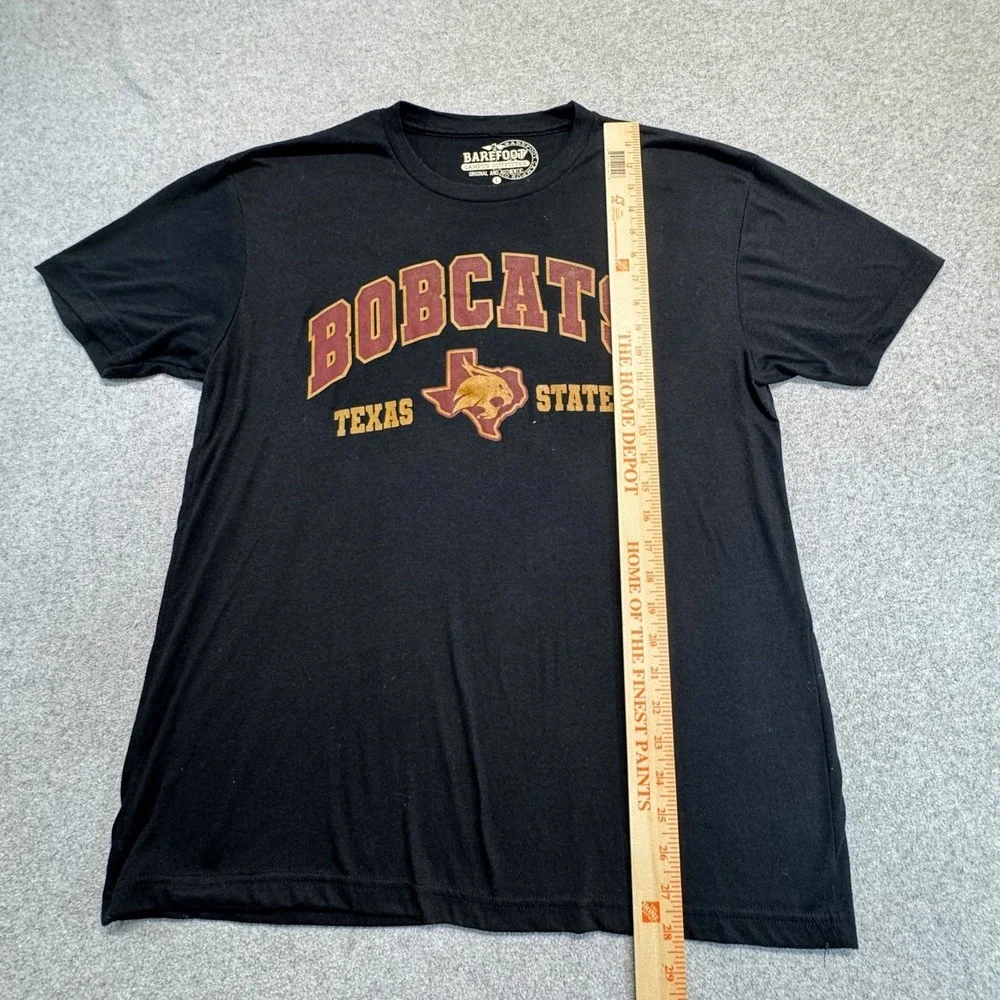 Barefoot T Shirt‎ Mens Large Black Texas State Bobcats Graphic Tee Short Sleeve
